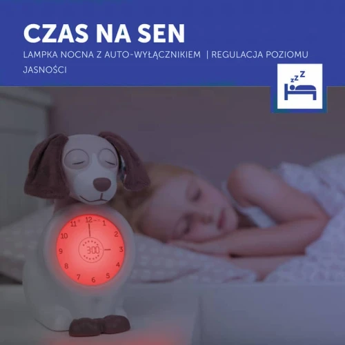 Zegar edukacyjny i trener snu pies Davy pink Zazu