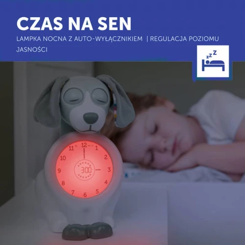 Zegar edukacyjny i trener snu pies Davy green Zazu