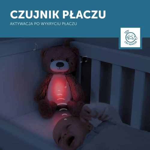 Trener snu i szumiąca przytulanka miś Brody pink Zazu