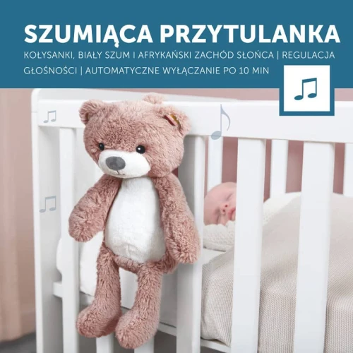 Trener snu i szumiąca przytulanka miś Brody pink Zazu