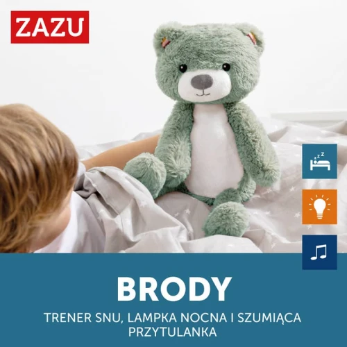 Trener snu i szumiąca przytulanka miś Brody blue Zazu