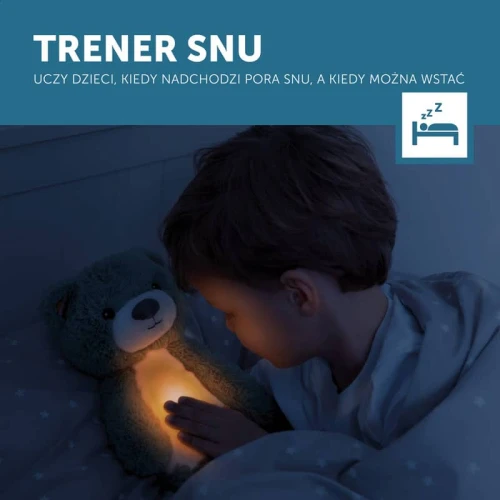 Trener snu i szumiąca przytulanka miś Brody blue Zazu