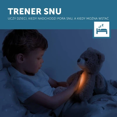 Trener snu i szumiąca przytulanka miś Brody taupe Zazu