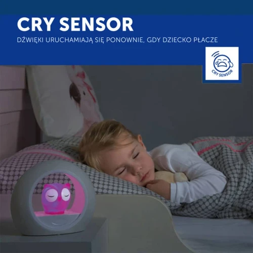 Zazu LOU Lampka Nocna Sowa Pink czujnik płaczu