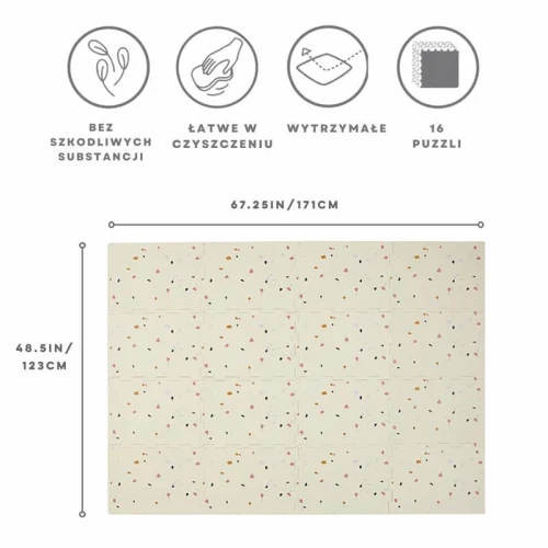 Puzzle Podłogowe 3 Sprouts Mata Piankowa EVA Terrazzo Cream-
