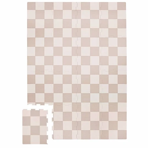 Mata piankowa EVA Checkerboard Beige - puzzle podłogowe 3 Sprouts