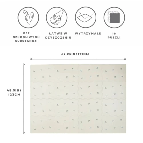 3 Sprouts Mata Piankowa EVA Blueberry Taupe - Puzzle Podłogowe