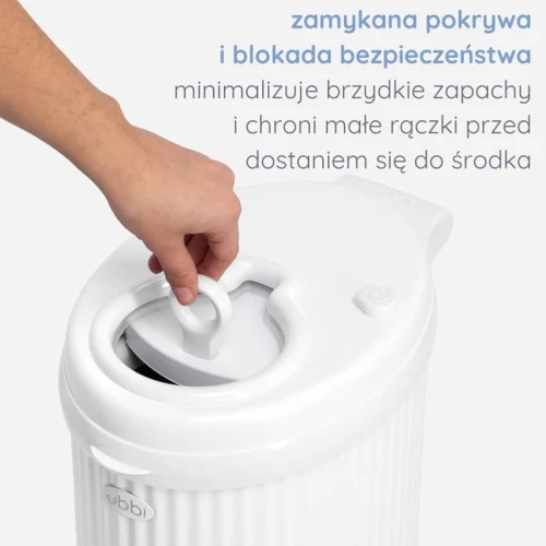 Ubbi Stalowy Kosz na Pieluchy Ryflowany White