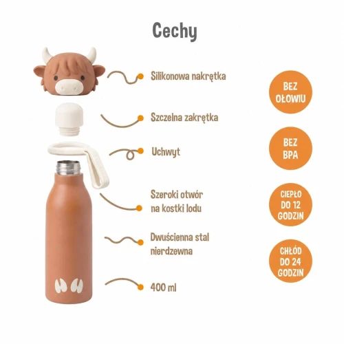 Butelka termiczna Krowa 400 ml Zazu Fun