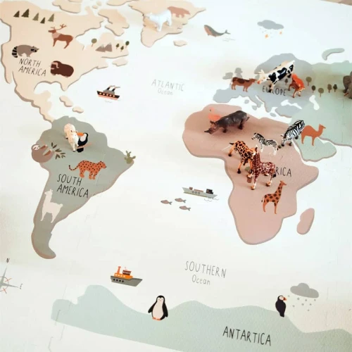 Play&Go TILOO Dwustronna Mata Piankowa 3w1 Worldmap 120x180cm