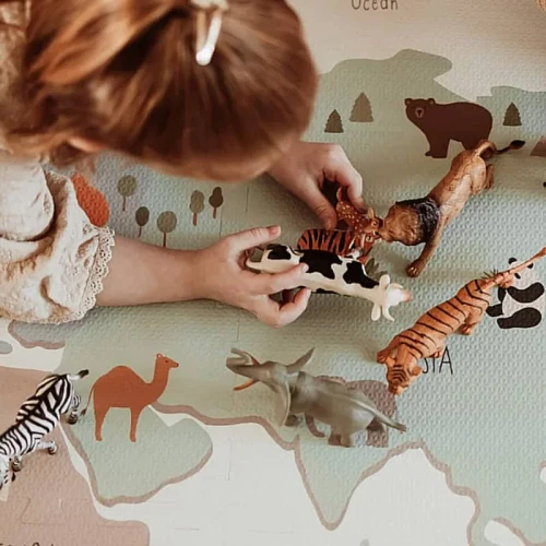 Mata dwustronna Tiloo piankowa 3w1 Worldmap 120x180cm Play&Go