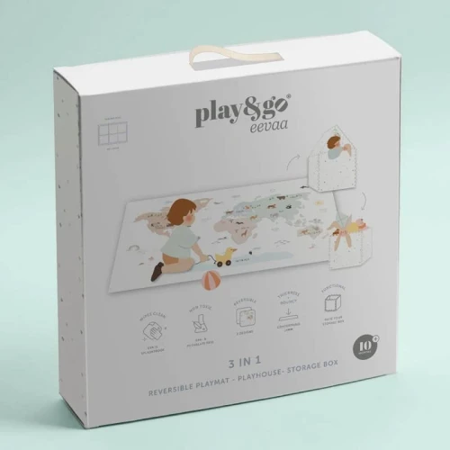 Play&Go TILOO Dwustronna Mata Piankowa 3w1 Worldmap 120x180cm