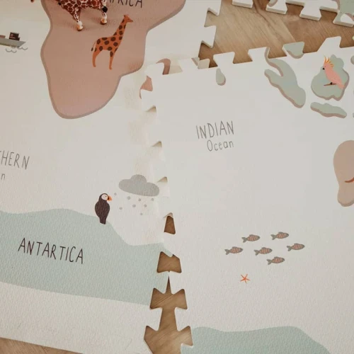 Mata dwustronna Tiloo piankowa 3w1 Worldmap 120x180cm