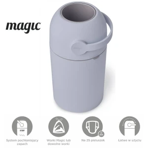 Kosz na pieluchy lodowy błękit Majestic Magic 