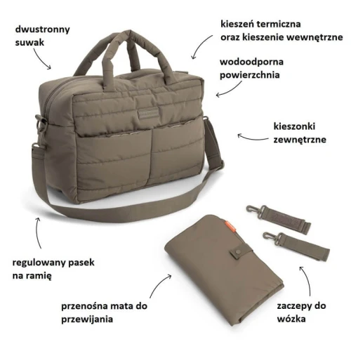 Done by Deer Torba do Wózka z Przewijakiem Pikowana 24l,Taupe