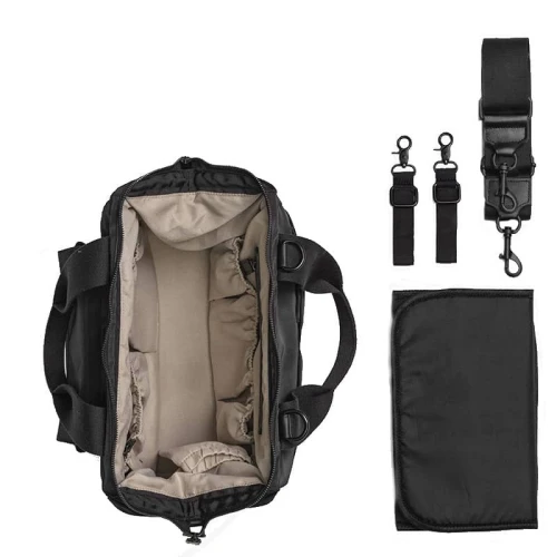 Elodie Details - Torba dla mamy - Black Wide Frame z paskiem na ramię