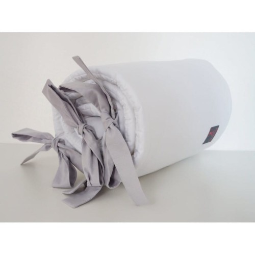 Ochraniacz gładki biały kokardy porcelanowo szare Dolly