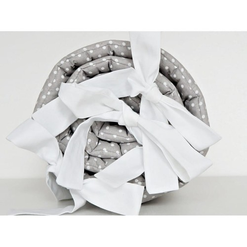 Ochraniacz szary kropki białe kokardy białe Dolly