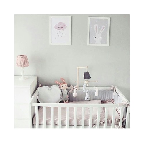 Ochraniacz szary kropki białe kokardy pudrowy róż Dolly