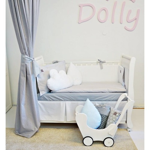 Ochraniacz gładki biały kokardy porcelanowo szare Dolly