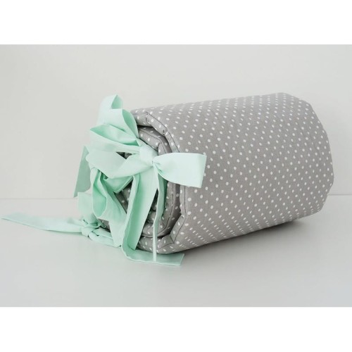 Ochraniacz szary kropki białe kokardy miętowe Dolly