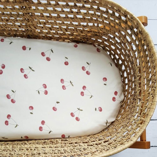 Prześcieradła do gondoli white&cherries Pink No More