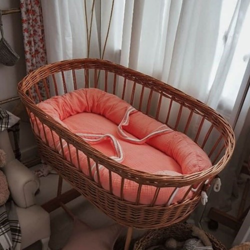 Kokon gniazdko do kosza Mojżesza Newborn muślin Salmon Hi Little One