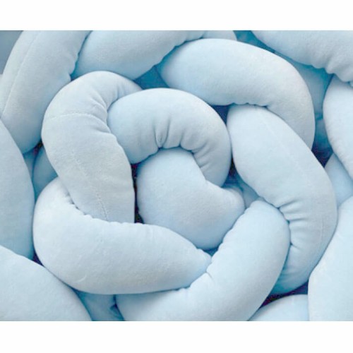 Zestaw kojec+ochraniacz warkocz 200 cm niebieski welur SuperMami