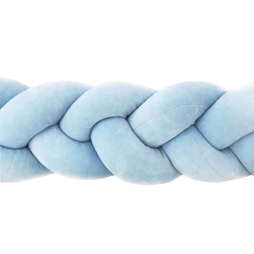 Zestaw kojec+ochraniacz warkocz 200 cm niebieski welur SuperMami