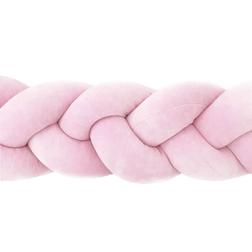 Zestaw kojec+ochraniacz warkocz 300 cm różowy welur SuperMami