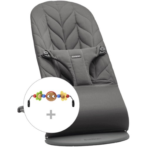 Leżaczek Bliss Cotton Petal Quilt antracyt+ zabawka Balance Googly Eyes BabyBjorn