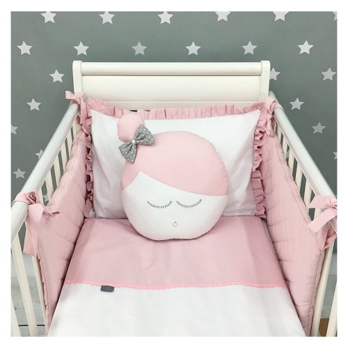 Pościel z falbanką puder z bielą 120x90 Dolly