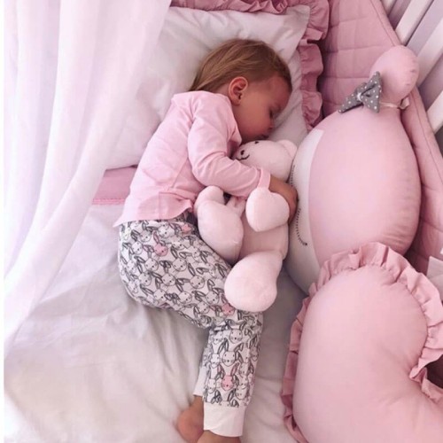 Pościel z falbanką puder z bielą 120x90 Dolly