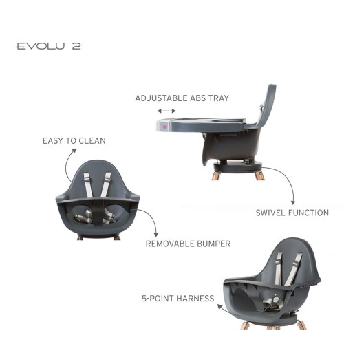 Krzesełko do karmienia Evolu 2 black Childhom