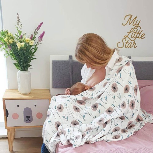 Otulacz bambusowy flowers Pink No More