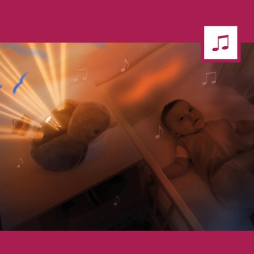 Zazu projektor zachodzącego słońca ptaszek i czujnik płaczu