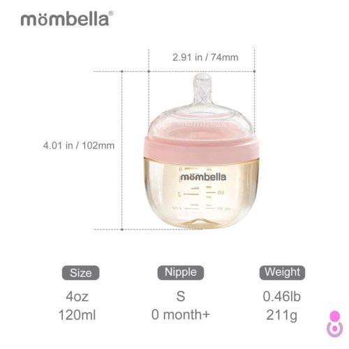 Butelka antykolkowa dla noworodka roze PPSU 120ml Mombella
