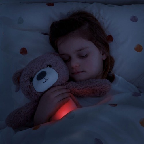 Trener snu i szumiąca przytulanka miś Brody pink Zazu