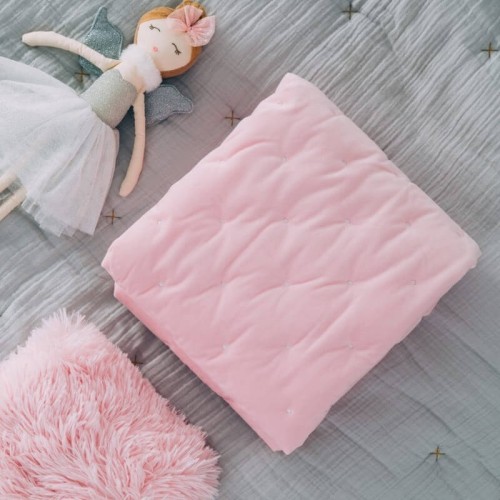 Kołderka aksamitna Dutch velvet pink Bizzi Growin