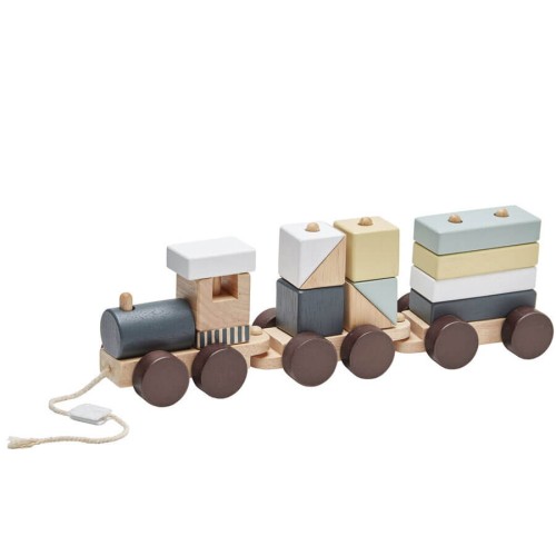 Pociąg z klockami do ciągnięcia natural Kids Concept