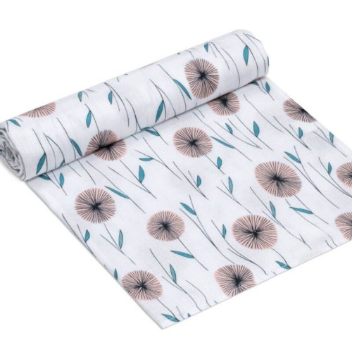 Otulacz bambusowy flowers Pink No More