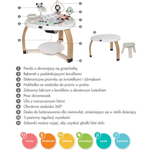 Stoliczek centrum aktywności 5w1 Decor czarno biały Tiny Love