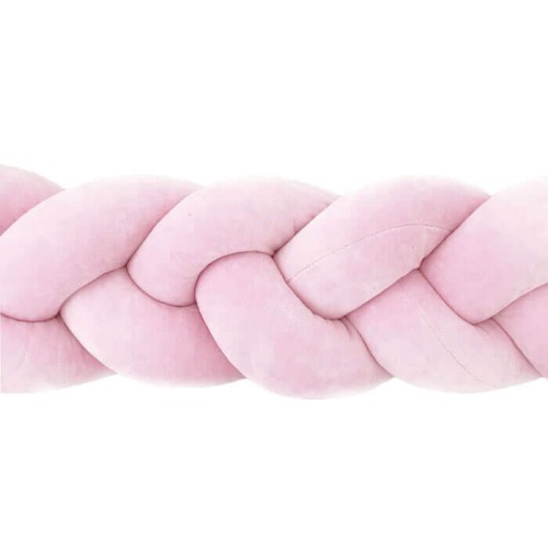 Ochraniacz do łóżeczka warkocz welur różowy 200cm SuperMami